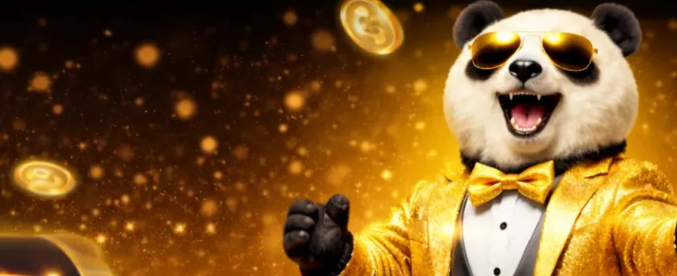 Bannière de bienvenue Golden Panda Casino avec offre de 200% et tours gratuits